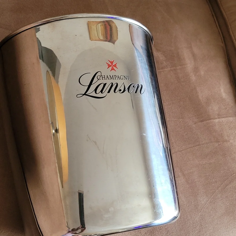 Vintage French Lanson Champagne Metal Ice Bucket